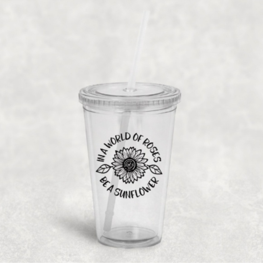 Sunflower Lover Clear Plastic 16oz Tumbler
